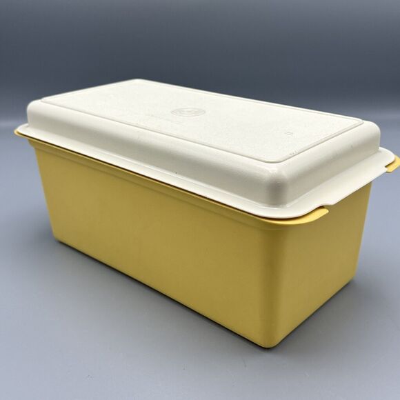 Vtg Tupperware Bread Box 171-5 and Lid 172-2 Harvest Gold Almond Kitchen Camping - Picture 9 of 16